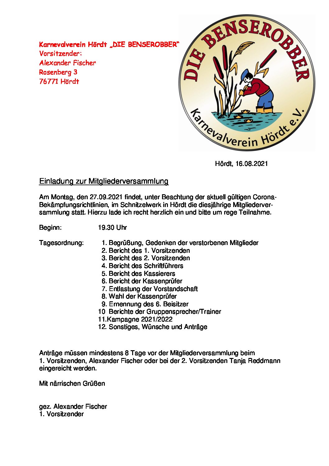 Einladung GV 2021